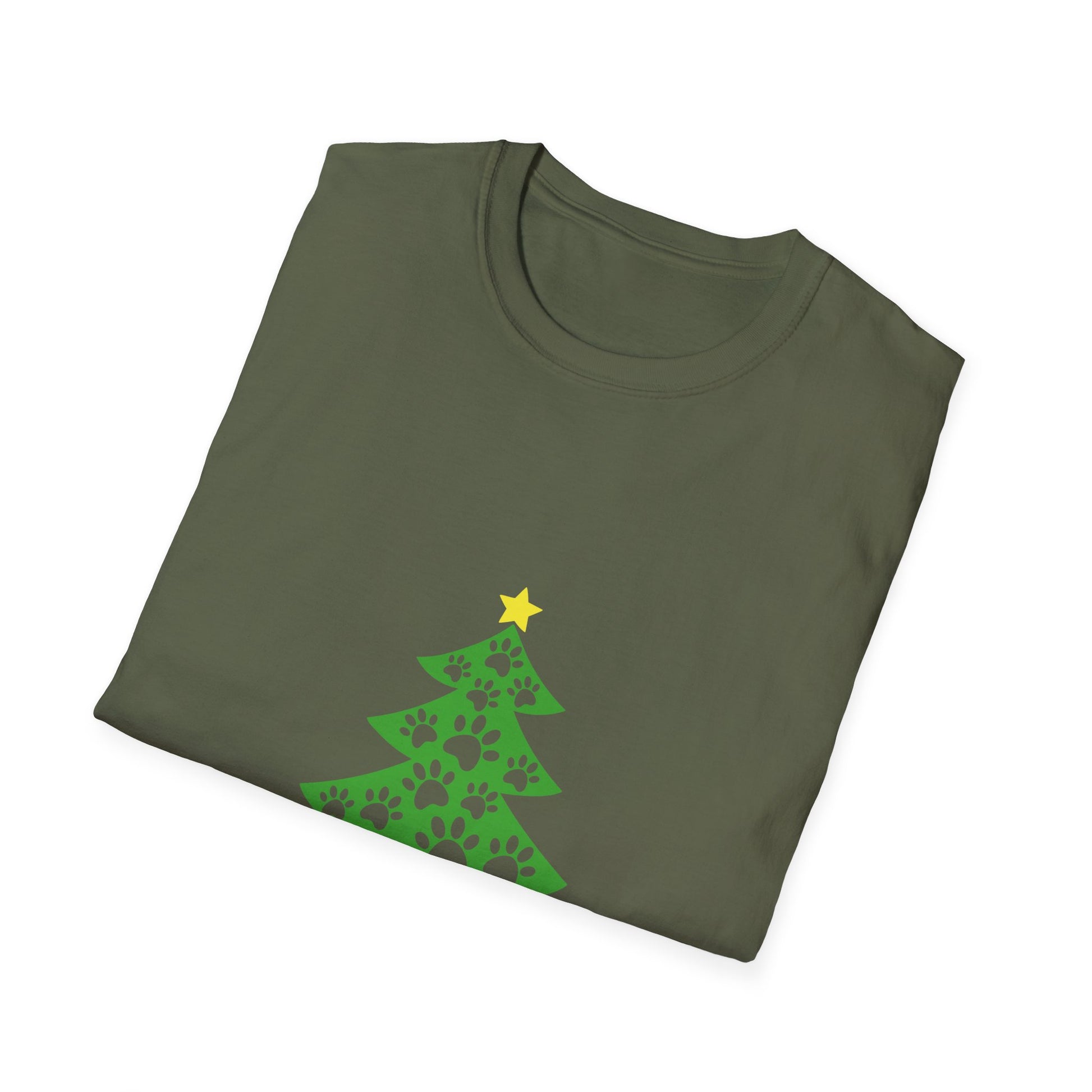 Christmas Paw Print T-Shirt — Pet Lover Holiday Tree Tee