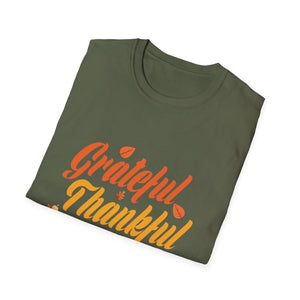 Grateful Thankful Blessed T-Shirt — Thanksgiving Fall Holiday Tee