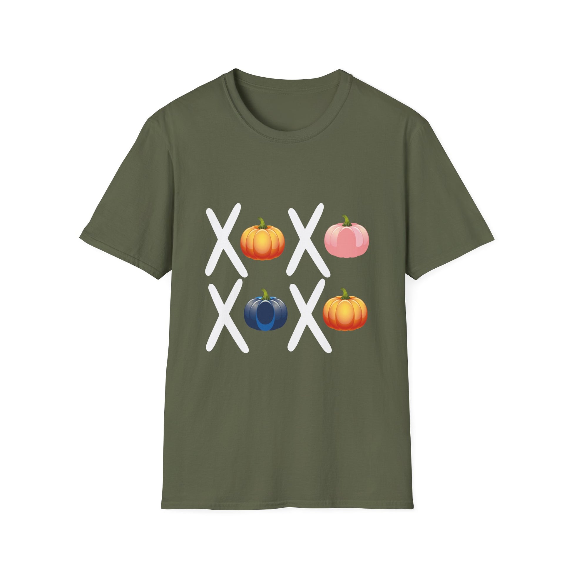 Pumpkin Tic-Tac-Toe T-Shirt — Fall Cute Patchwork Pumpkins Tee