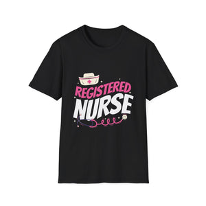 Registered Nurse T-Shirt — Pink Stethoscope & Nurse Hat