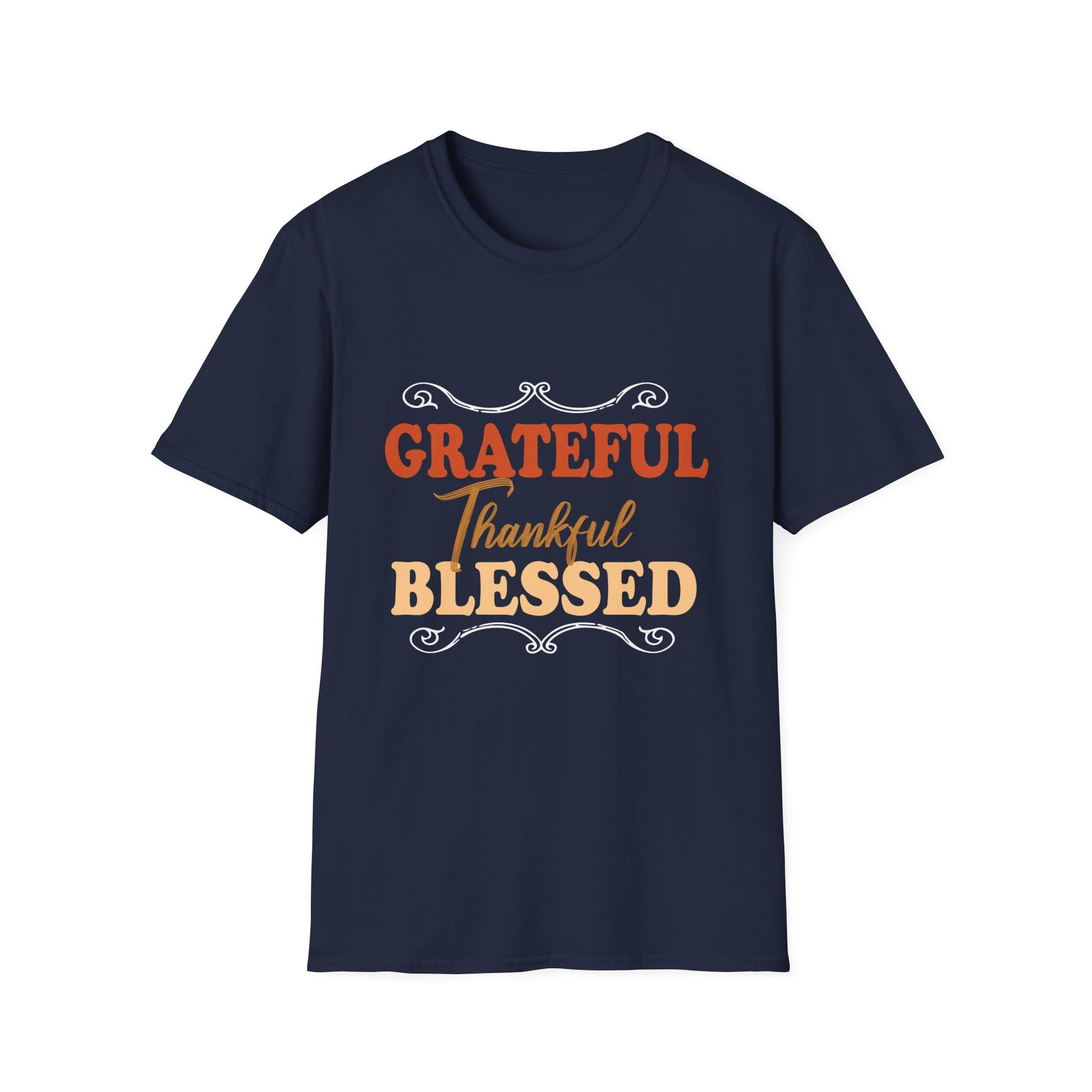 Grateful Thankful Blessed T-Shirt — Thanksgiving Fall Holiday Tee  Unisex T-Shirt