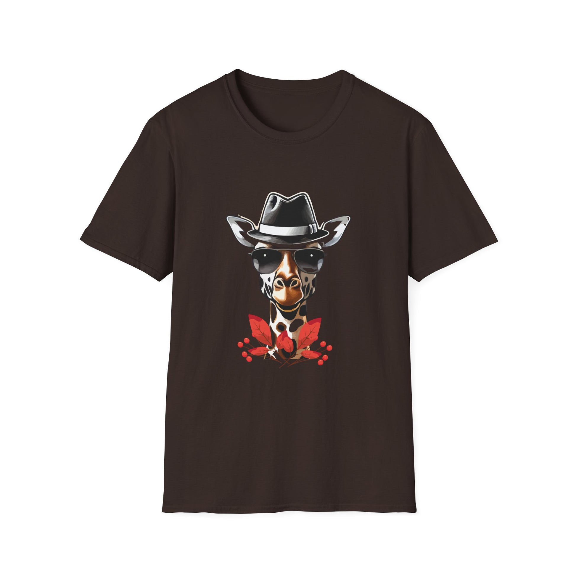 Cowboy Giraffe Graphic T-Shirt – Western Hat Giraffe with Red Rose Design  Unisex T-Shirt