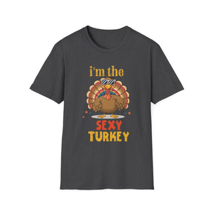 Family Matching Thanksgiving Outfits _ Gifts Sexy Turkey Thanksgiving T-Shirt_ Unisex-Adults_ Black_ Small_ Short Sleeve  Unisex T-Shirt