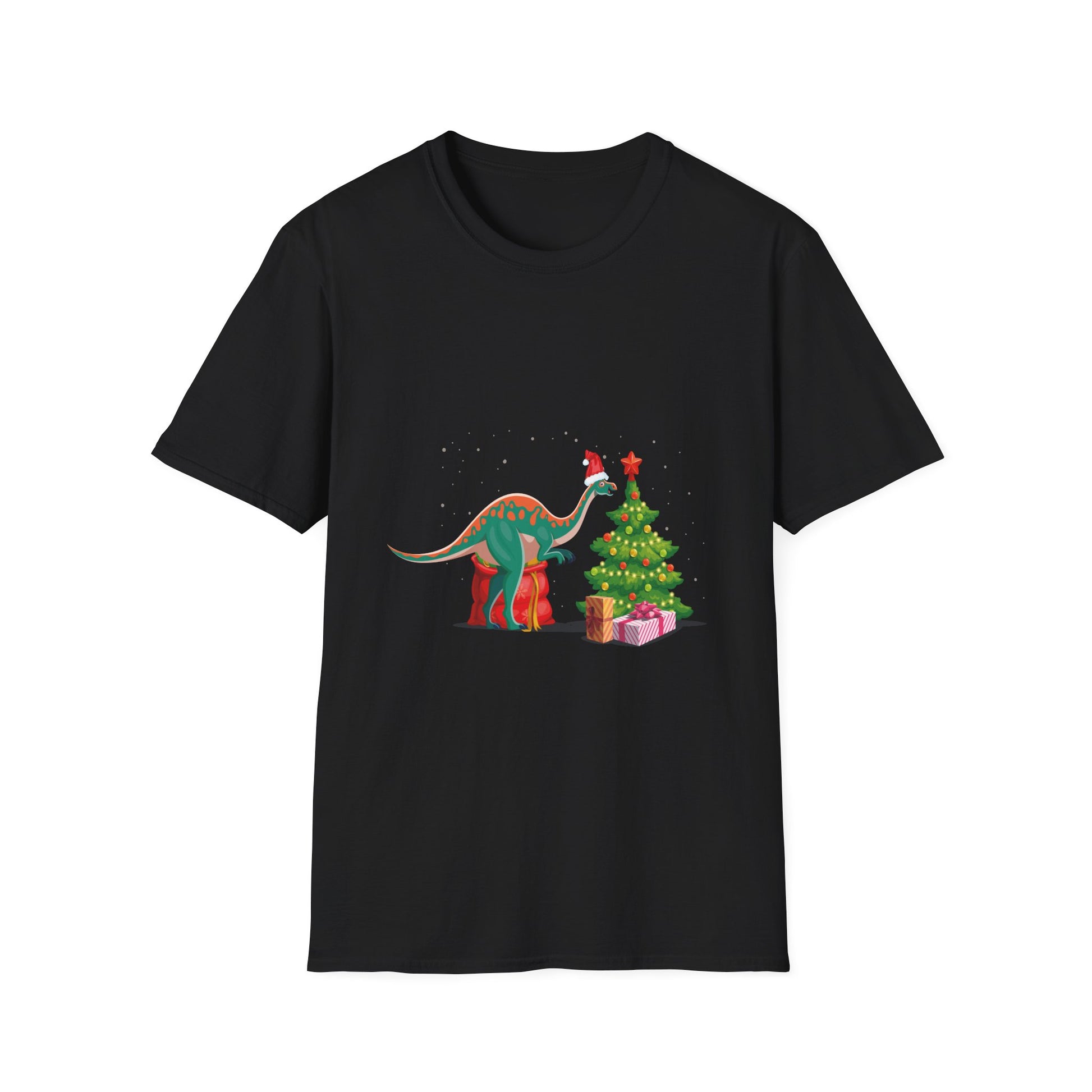 Christmas Brachiosaurus Dinosaur eating a Christmas Tree Unisex T-Shirt