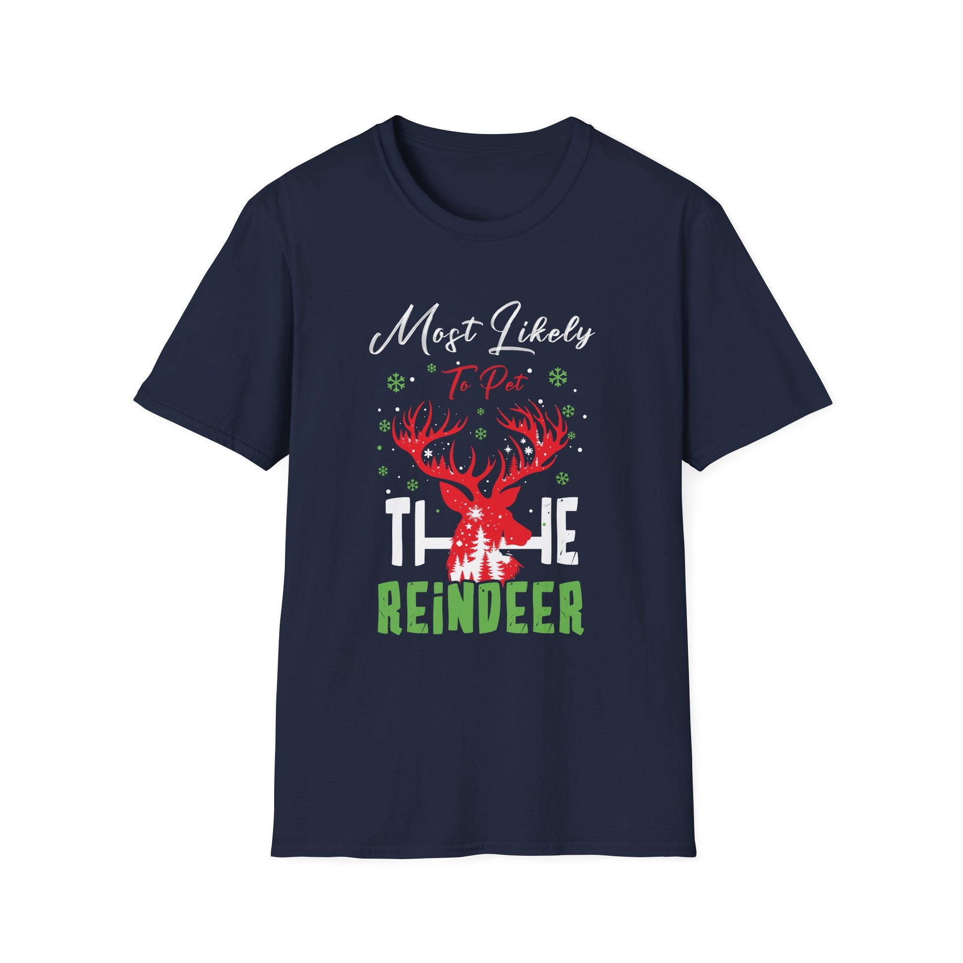 Most Likely To Pet The Reindeer Funny Christmas 2023 T-Shirt