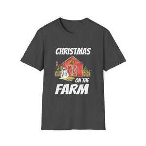 Christmas on the Farm T-Shirt — Holiday Barn & Snowman Farmhouse Tee