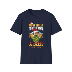 Most Likely To Offer Santa A Beer Funny Drinking Christmas T-Shirt