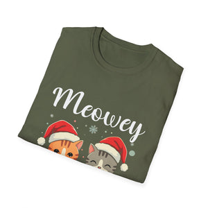 Meowey Christmas T-Shirt — Cute Cat Santa Holiday Tee