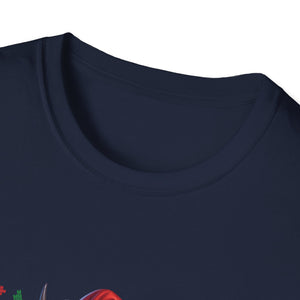 Mooey Christmas Heifer Cow Reindeer Christmas Lights Unisex Softstyle T-Shirt