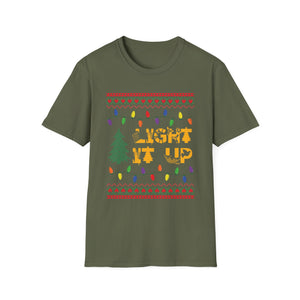 Light It Up Christmas T-Shirt — Holiday Lights & Tree Ugly Sweater Tee