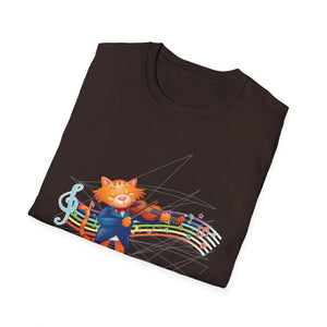 Cat Musician T-Shirt — Colorful Dancing Cat with Musical Notes