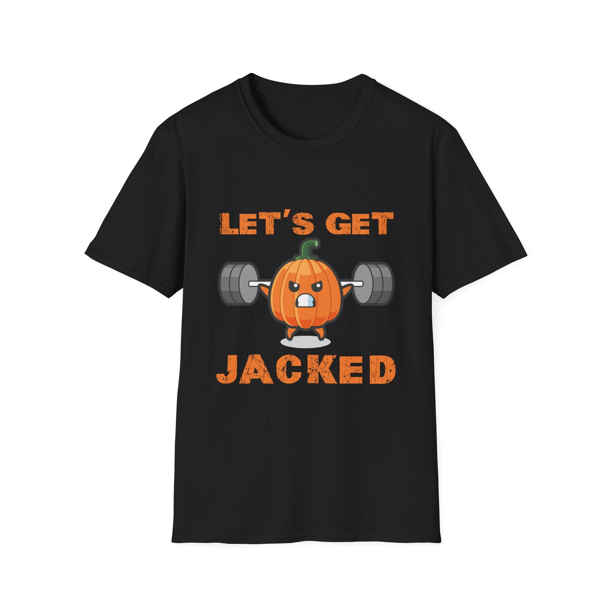 Let_s Get Jacked Gym Weightlifting Halloween Pumpkin Unisex T-Shirt
