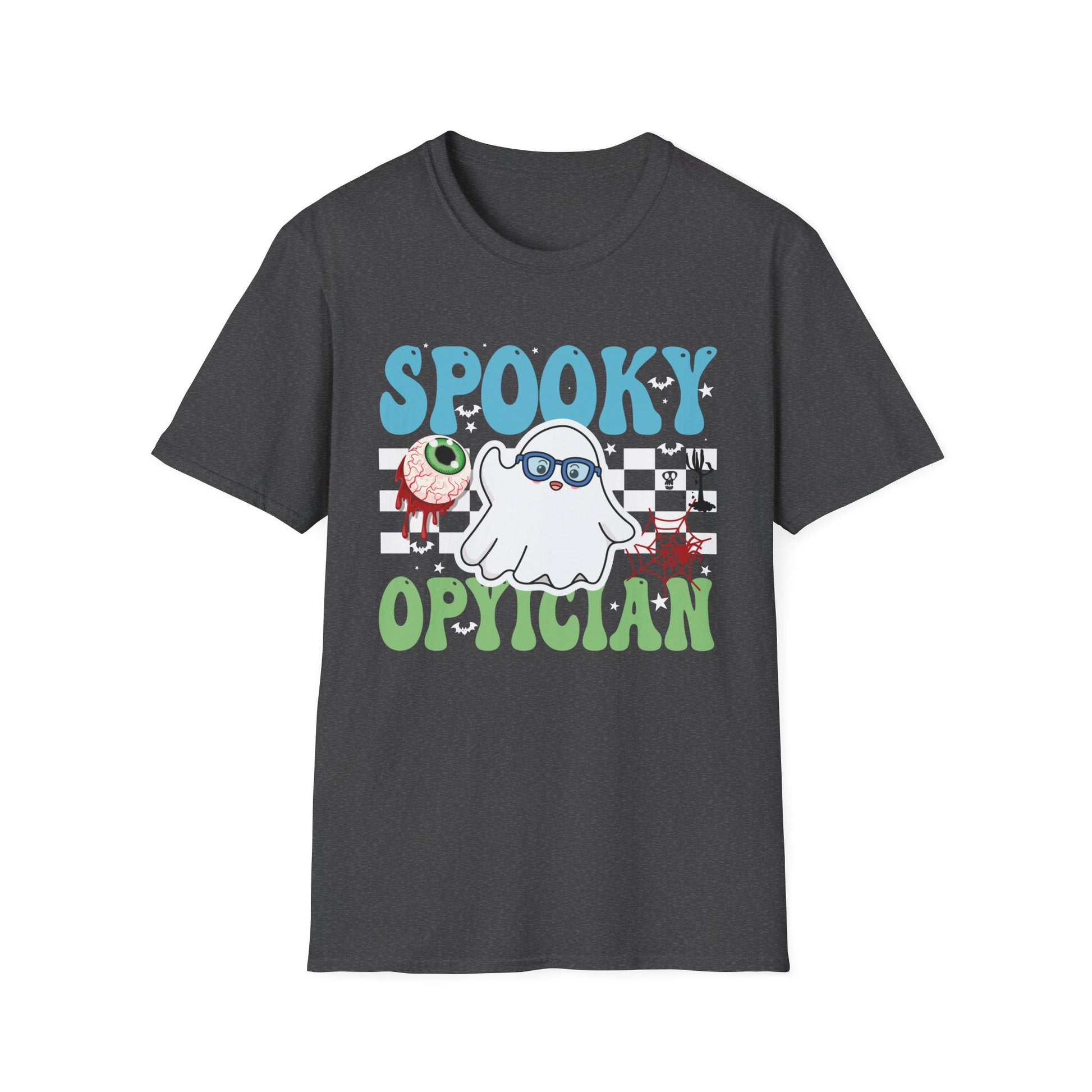 Spooky Optician T-Shirt — Halloween Ghost Eyecare Graphic Tee