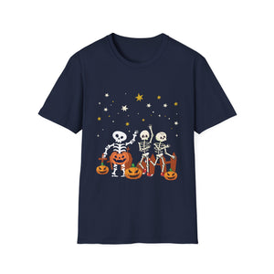 Halloween Skeletons & Jack-O’-Lanterns T-Shirt — Cute Dancing Skeleton Halloween Tee