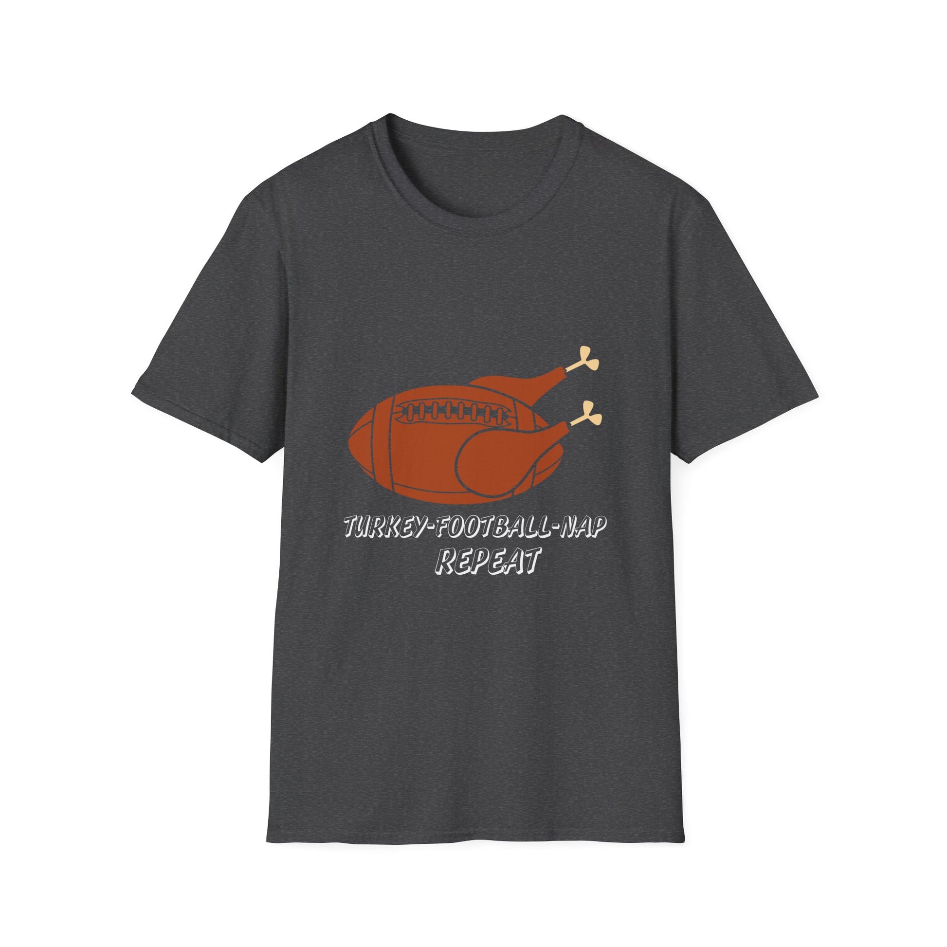 Thanksgiving Football Turkey T-Shirt – "Turkey, Football, Nap, Repeat" Holiday Tee