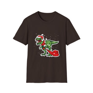 Christmas T‑Shirt — Festive Santa T‑Rex Holiday Graphic Tee
