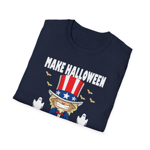 Make Halloween Scary Again T-Shirt — Patriotic Uncle Sam Cat Halloween Tee
