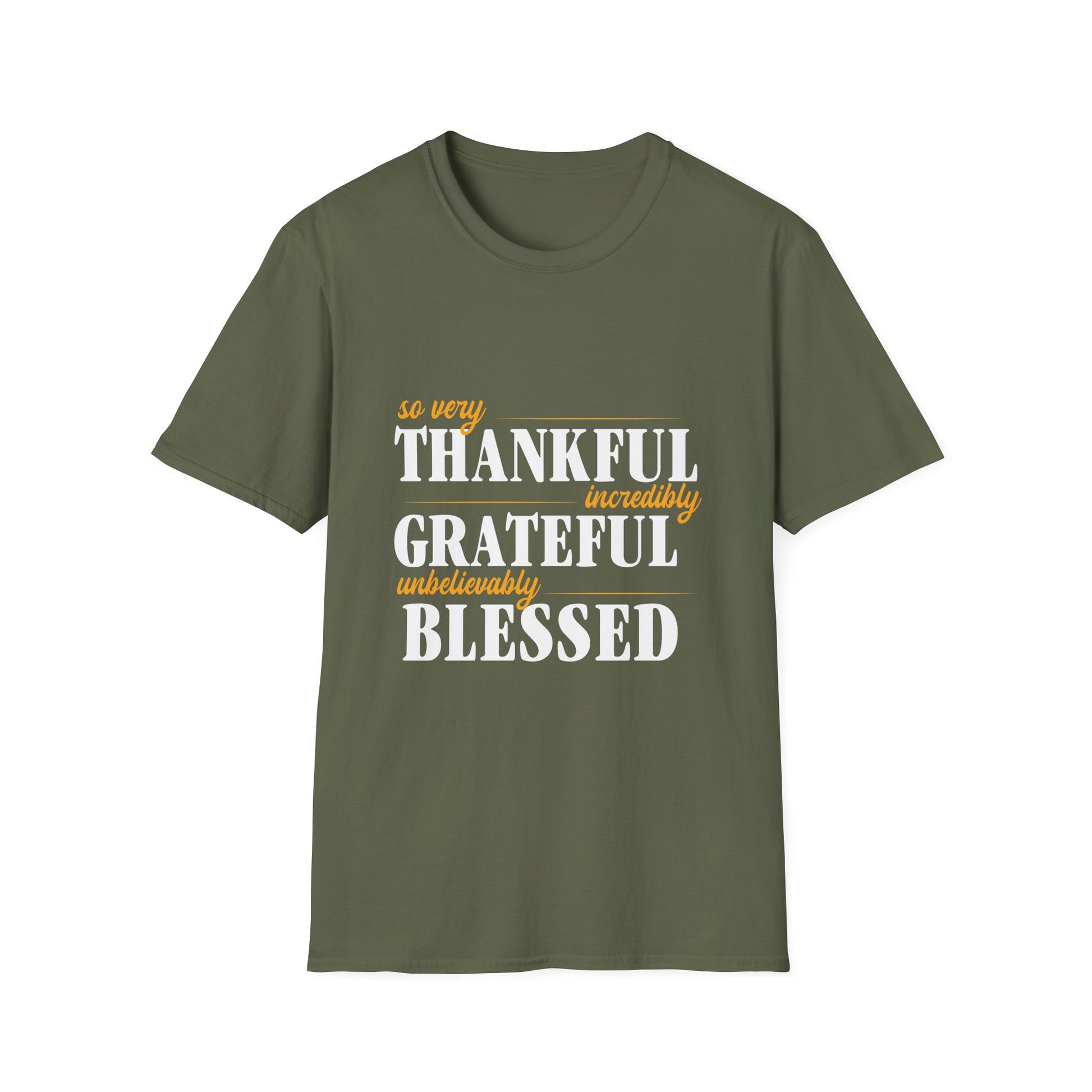 Thankful Grateful Blessed T-Shirt — Inspirational Thanksgiving Tee