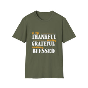 Thankful Grateful Blessed T-Shirt — Inspirational Thanksgiving Tee