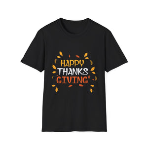 Thanksgiving T-Shirt — Happy Thanksgiving Fall Leaves Holiday Tee