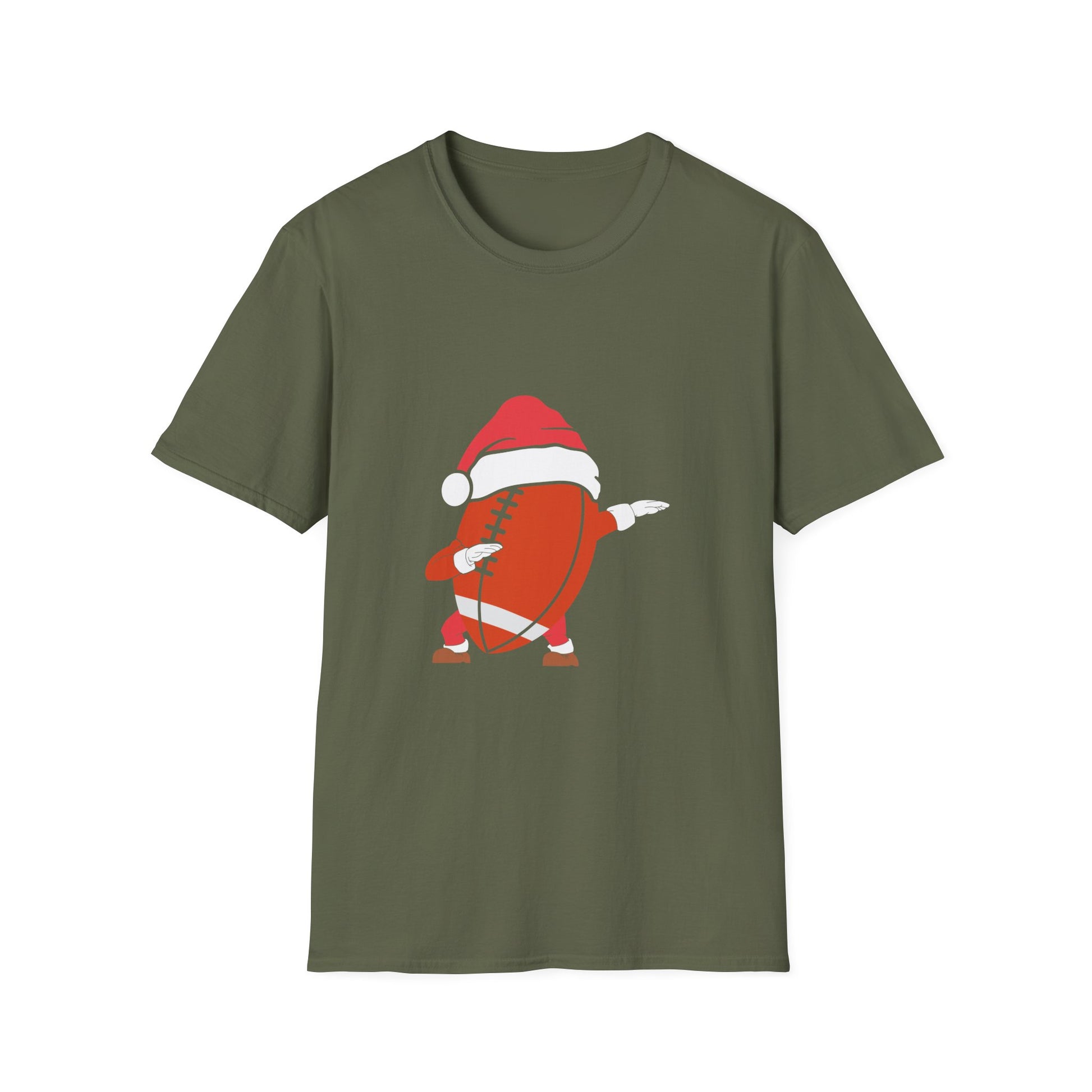 Christmas Football Dab T‑Shirt — Santa Helmet Holiday Sports Tee