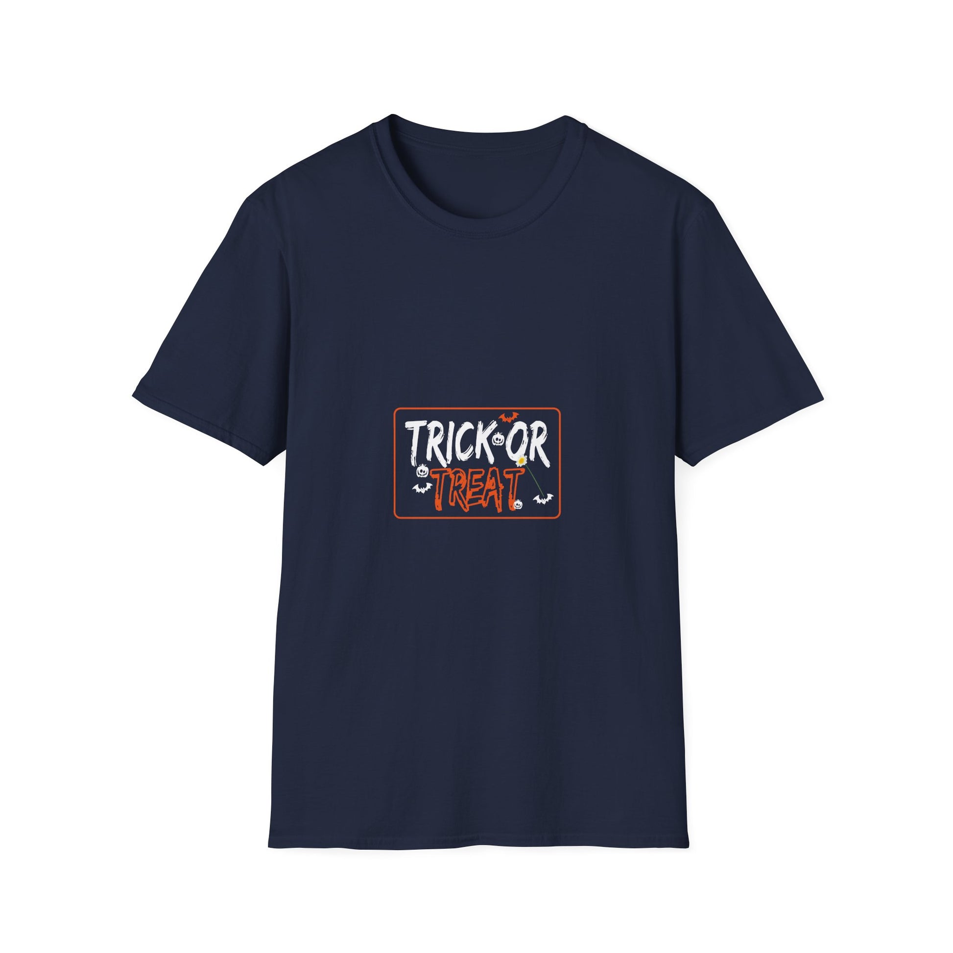 Trick Or Treat T-Shirt — Halloween Graphic Tee with Bats & Spooky Lettering