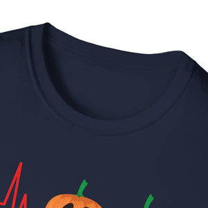 Halloween Pumpkin Heartbeat T-Shirt — Cute Jack-O’-Lantern ECG Tee