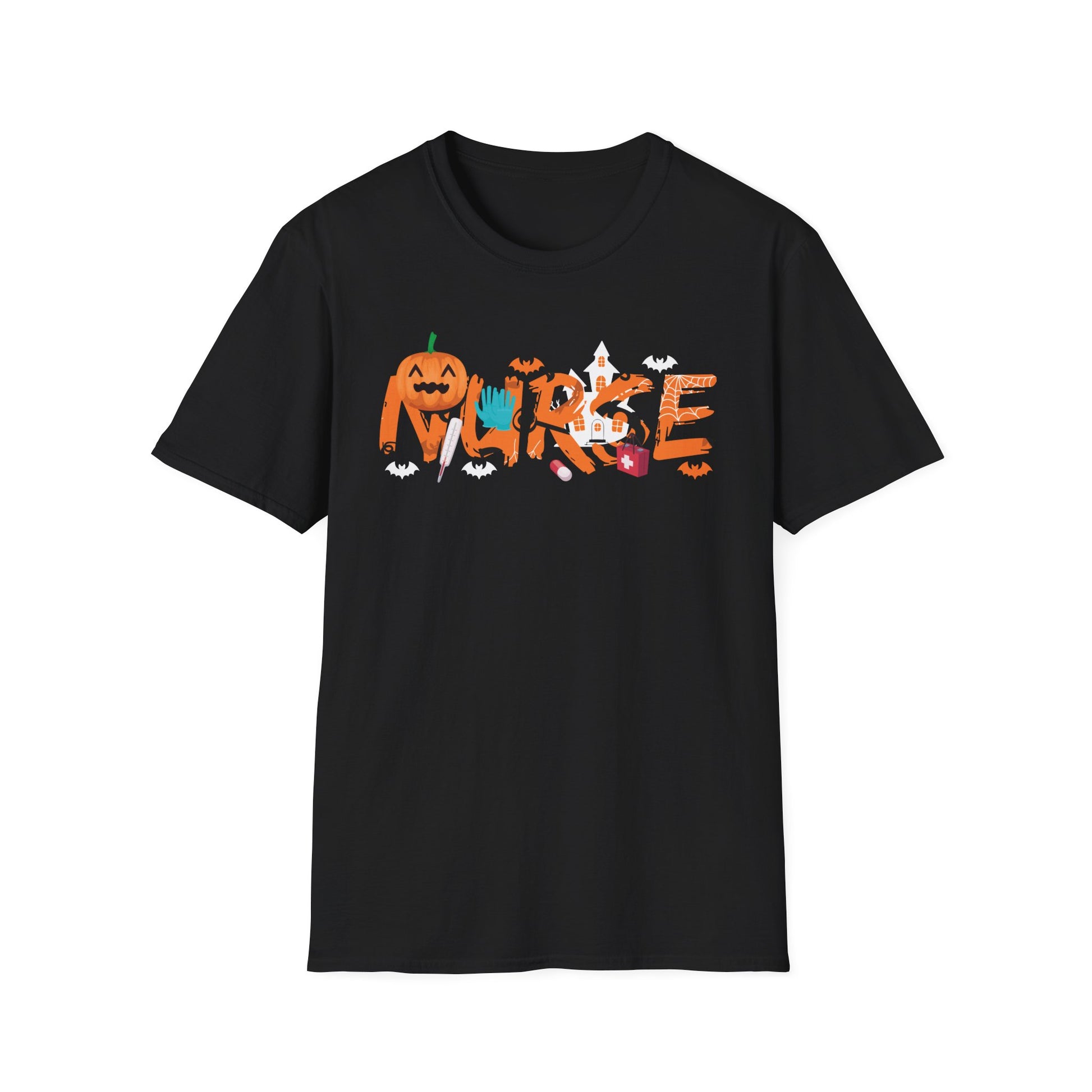 Nurse Halloween T-Shirt – Spooky Candy, Pumpkins & Ghosts Design