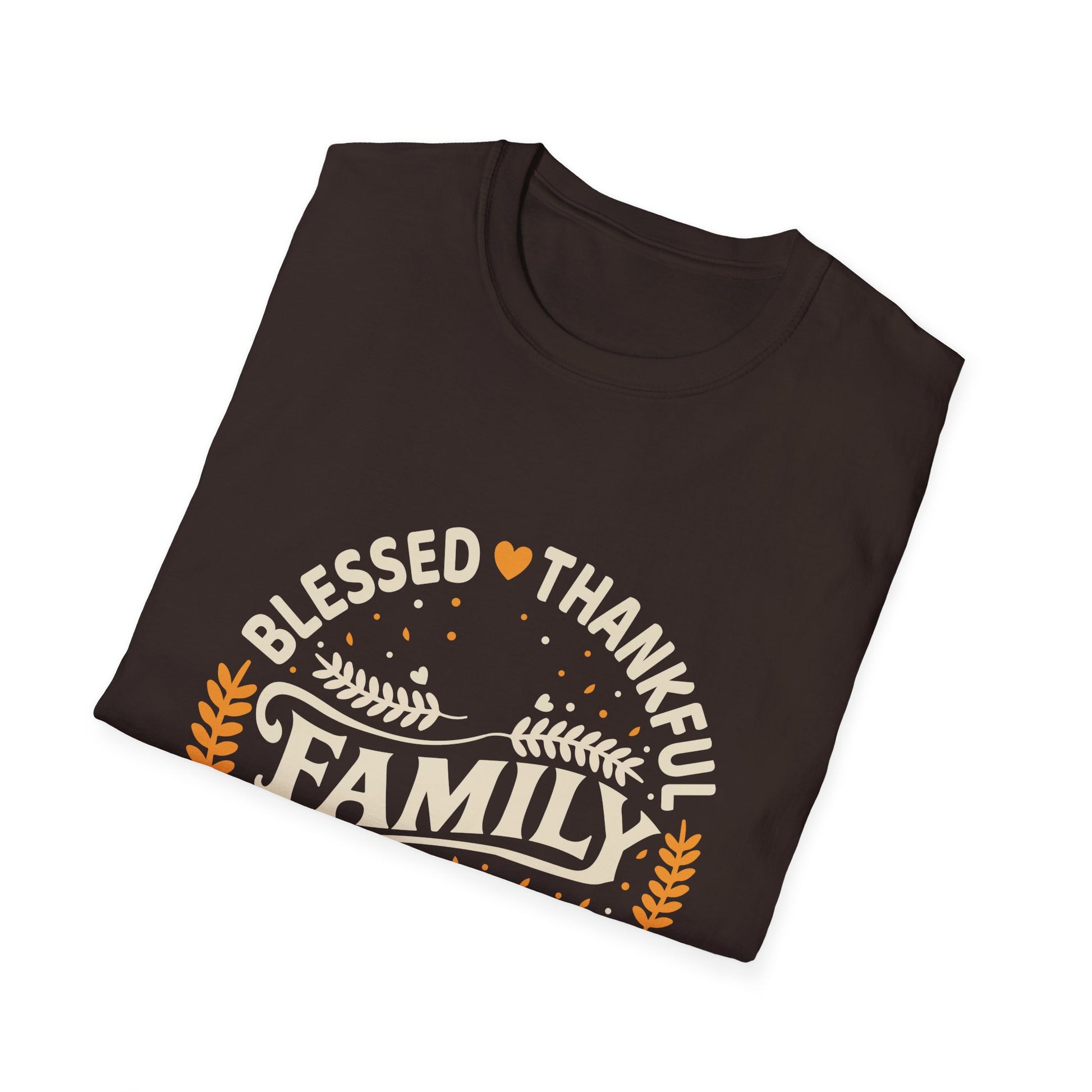 Family Blessed Thankful Grateful Pumpkin T-Shirt — Fall Thanksgiving Tee