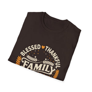Family Blessed Thankful Grateful Pumpkin T-Shirt — Fall Thanksgiving Tee