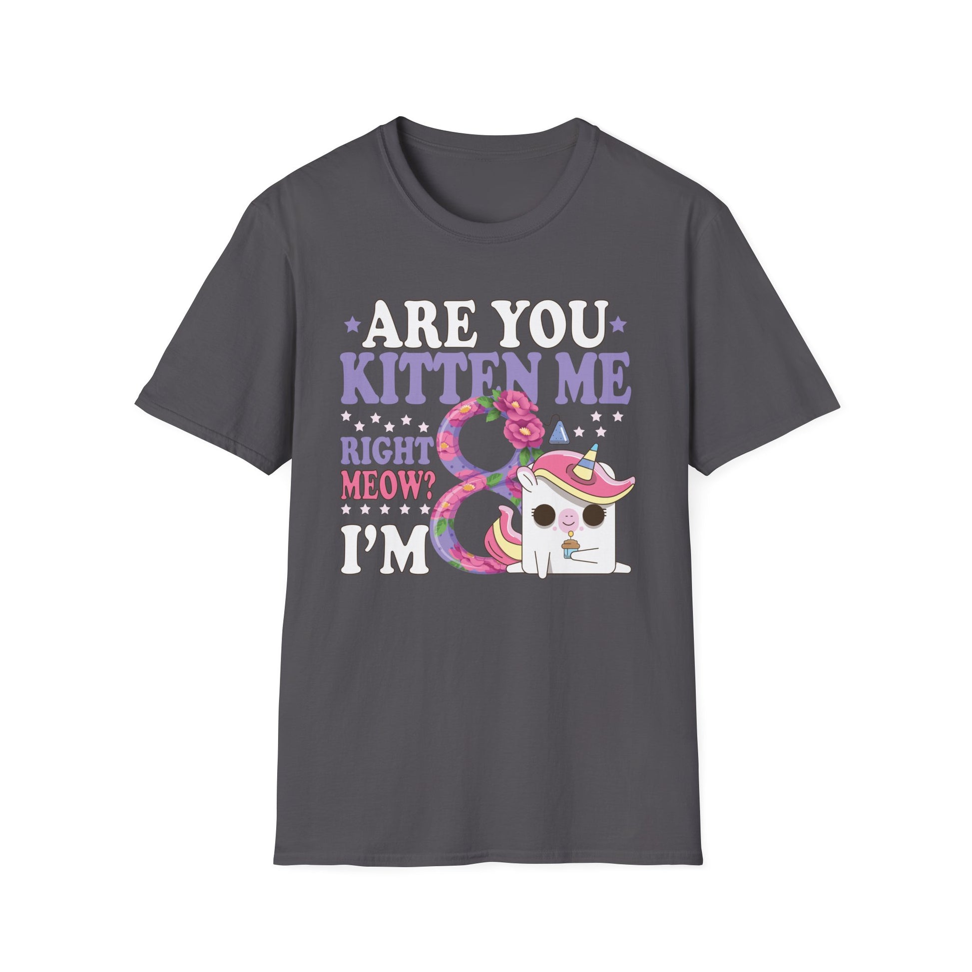 8th Birthday For Girls 8 yr 8 Year Old Kitten Cat Birthday Unisex T-Shirt