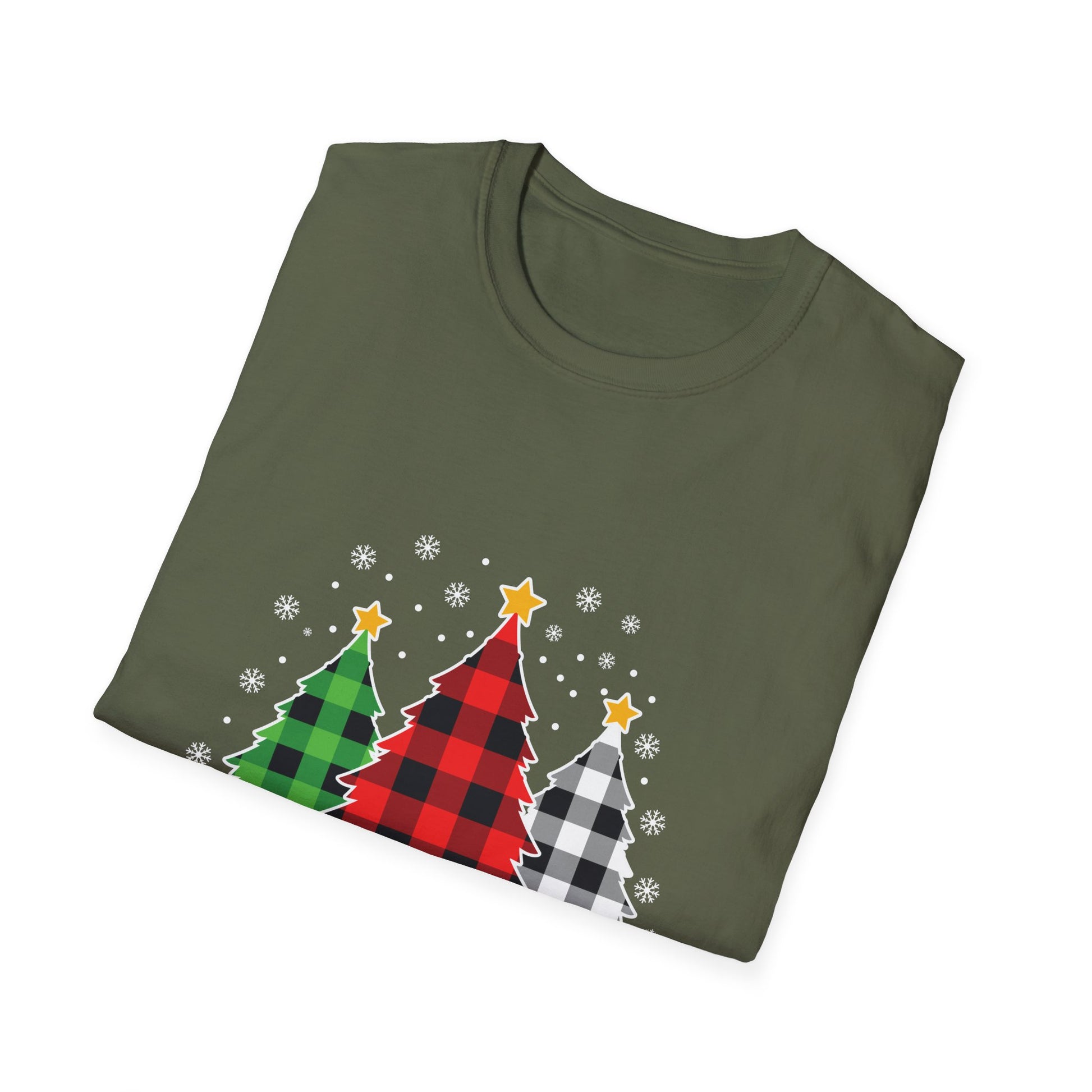 Christmas Plaid Tree T-Shirt — "Merry Christmas" Holiday Tee