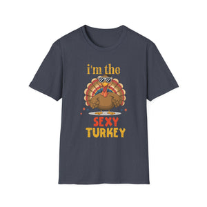 Family Matching Thanksgiving Outfits _ Gifts Sexy Turkey Thanksgiving T-Shirt_ Unisex-Adults_ Black_ Small_ Short Sleeve  Unisex T-Shirt