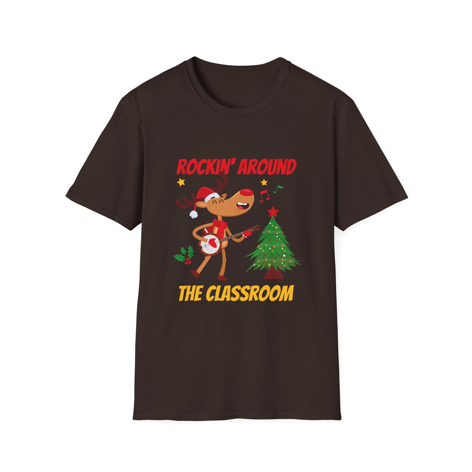Retro Groovy Teacher Christmas Rockin_ Around The Classroom T-Shirt
