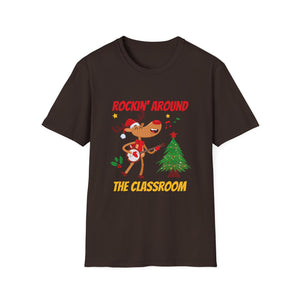 Retro Groovy Teacher Christmas Rockin_ Around The Classroom T-Shirt