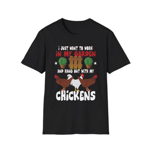 Funny Chicken Art For Men Women Gardening Chicken Lover Unisex T-Shirt