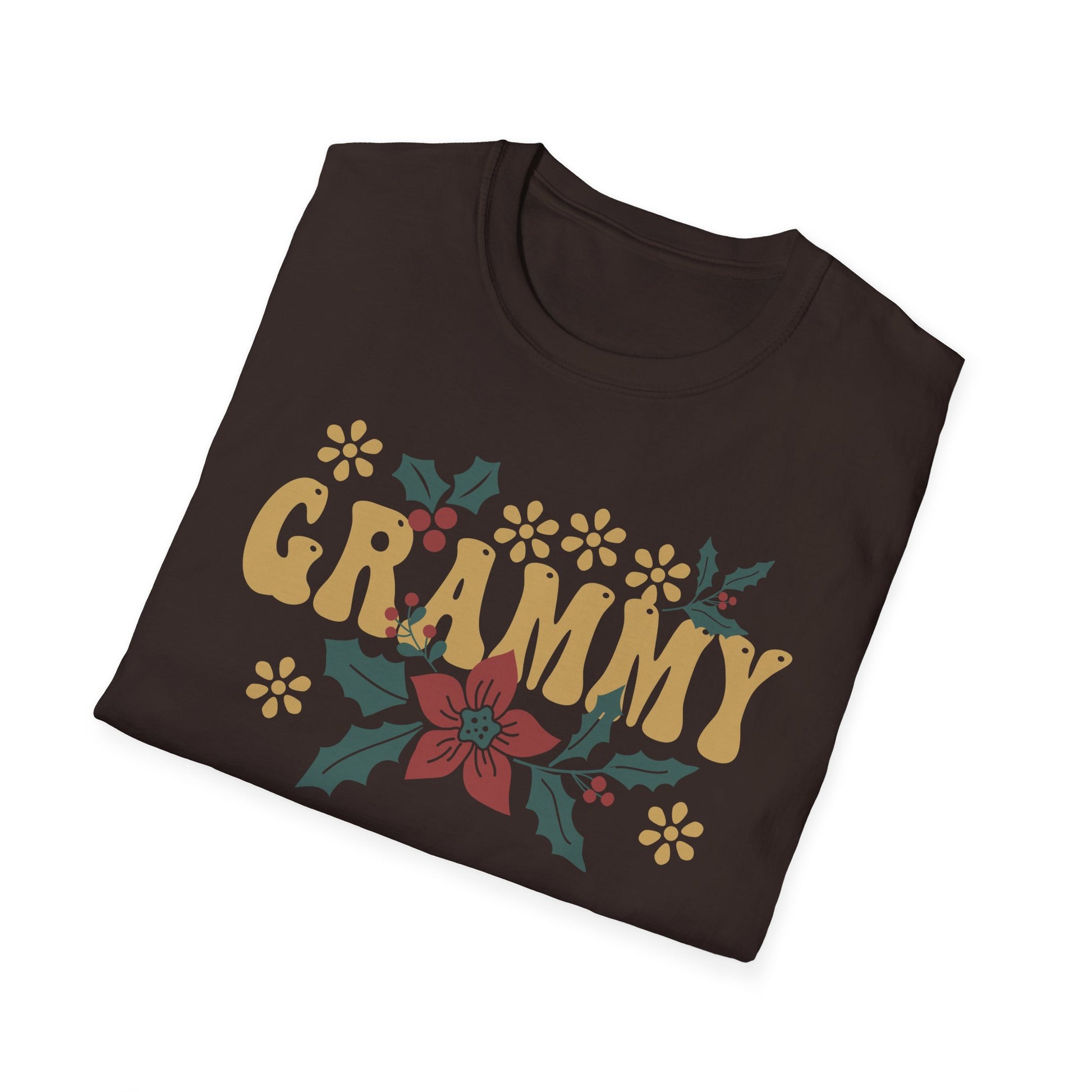Grammy Floral T-Shirt — Vintage Poinsettia Gift for Grandmother (Christmas & Mother's Day)