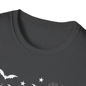 Halloween Boo Ghost Pumpkin T-Shirt — Spooky Bat & Candy Pattern Tee