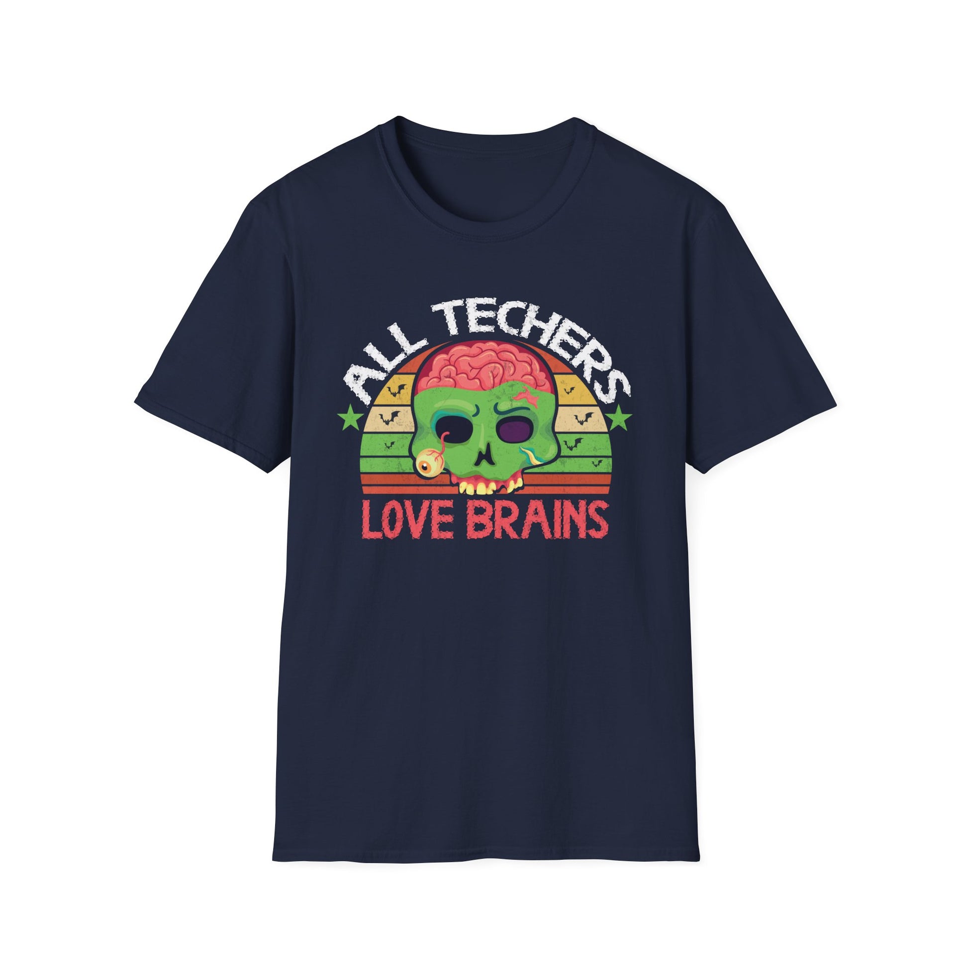 Teacher T-Shirt — "All Teachers Love Brains" Retro Zombie Education Tee