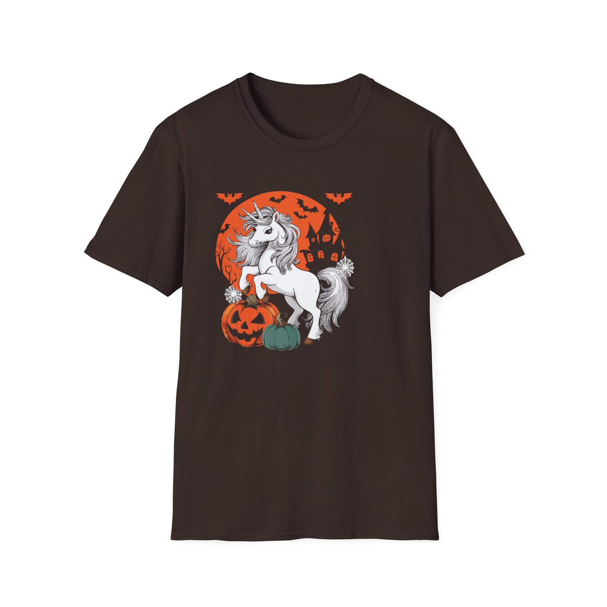 Halloween Unicorn T-Shirt — Spooky Pumpkin and Haunted Castle Graphic