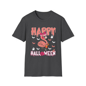 Happy Halloween - Flamingo Lover Witch Hat Pumpkin Halloween TeeUnisex Softstyle T-Shirt