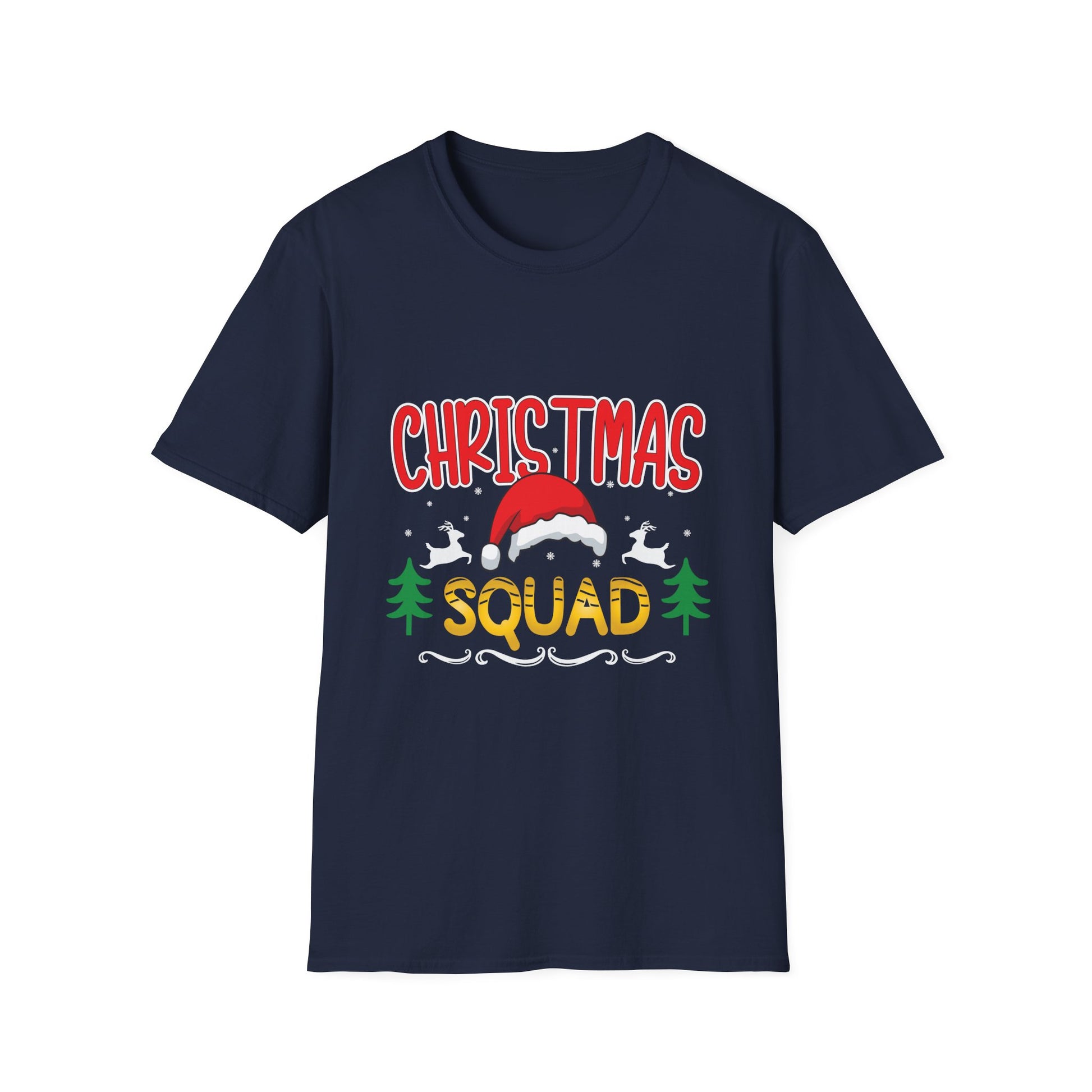 Christmas Squad T-Shirt — Festive Holiday Tee with Santa Hat Design