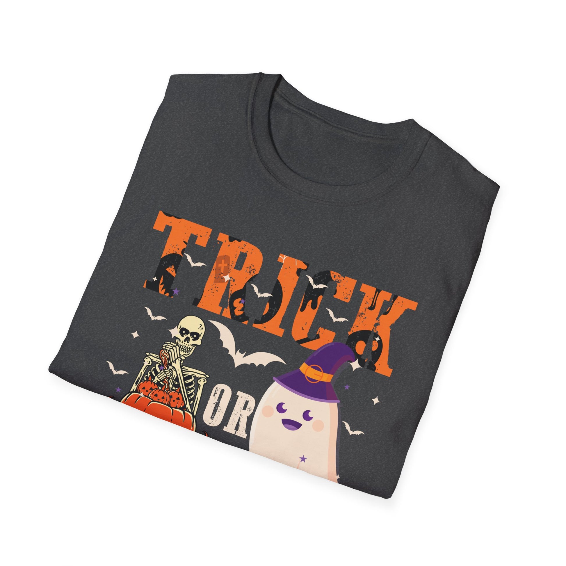 Trick or Teach Halloween T-Shirt — Cute Ghost & Pumpkin Teacher Tee