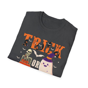 Trick or Teach Halloween T-Shirt — Cute Ghost & Pumpkin Teacher Tee