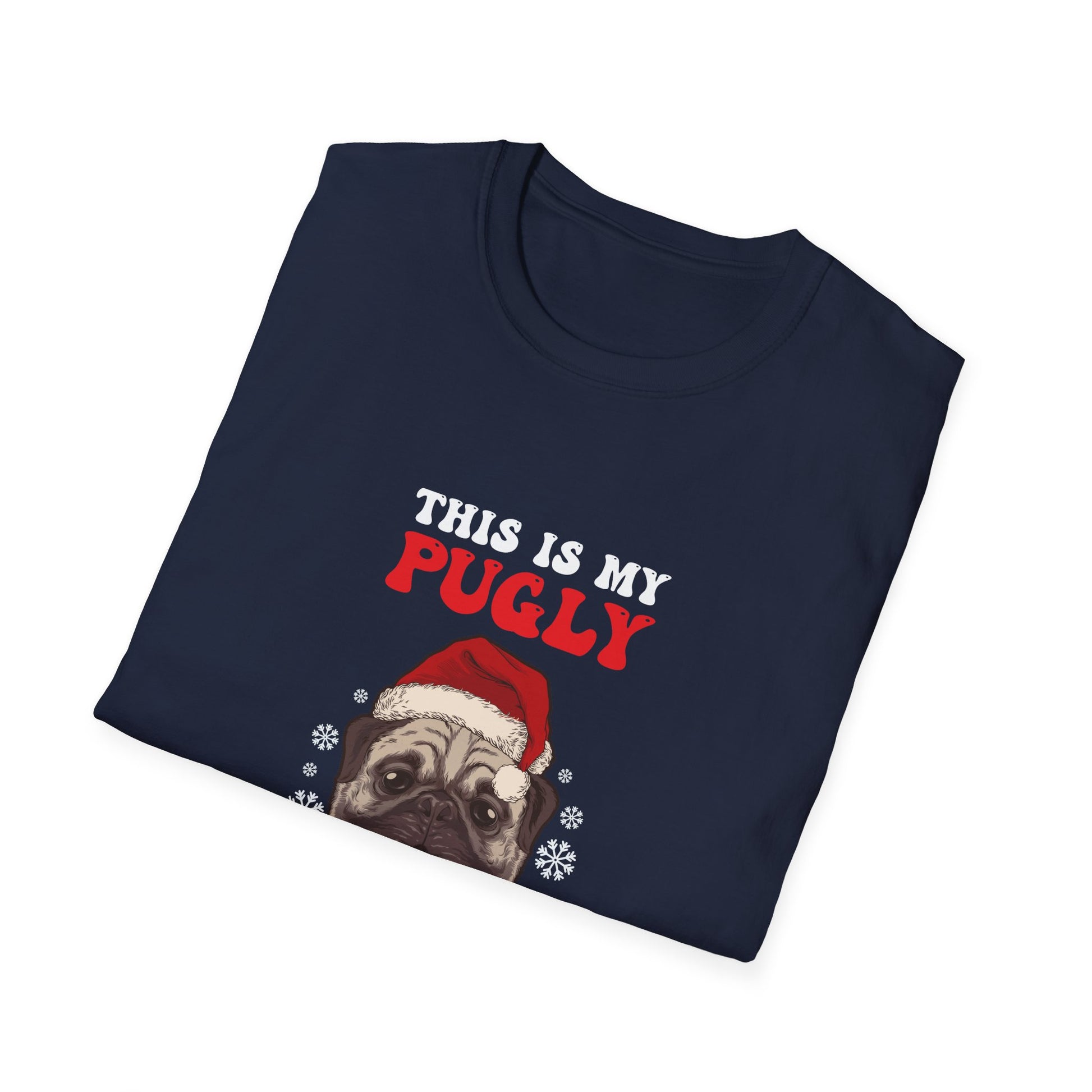 Pug Christmas Shirt – “This Is My Pugly Christmas Shirt” Holiday Tee
