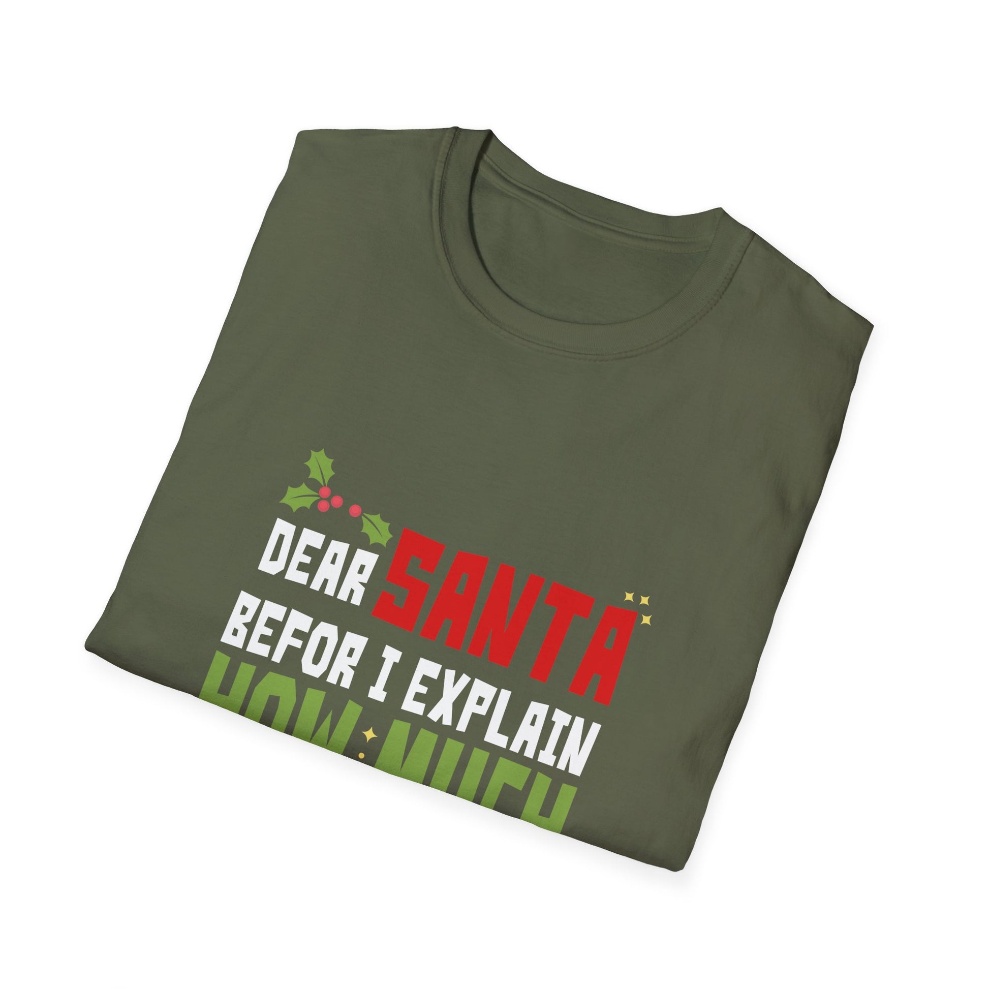 Funny Christmas Kids Adults Dear Santa I Can Explain Unisex Softstyle T-Shirt