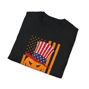 Patriotic Jack-O'-Lantern T-Shirt — American Flag Halloween Tee
