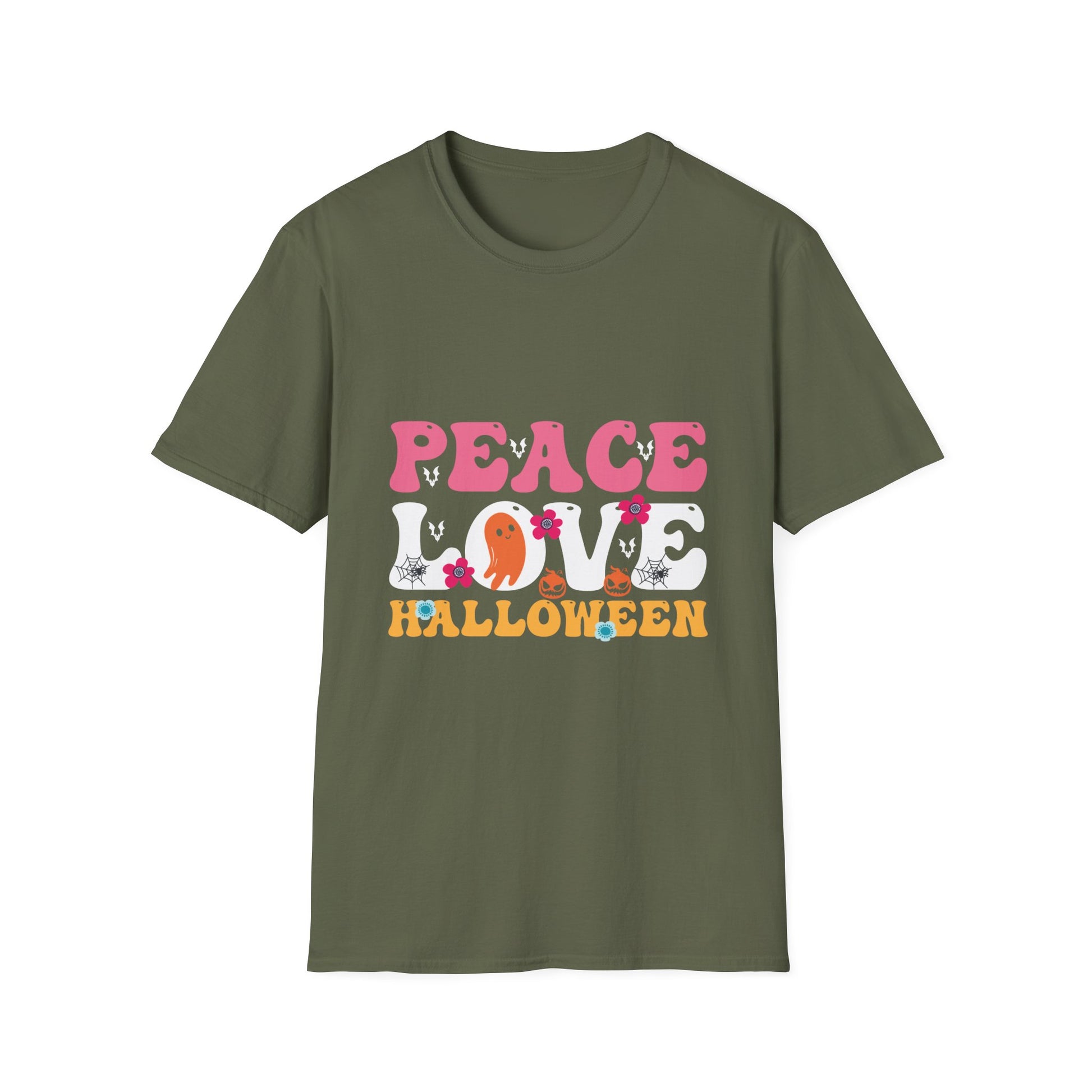Peace Love Halloween Groovy Halloween Women Girls Kids TeeUnisex Softstyle T-Shirt