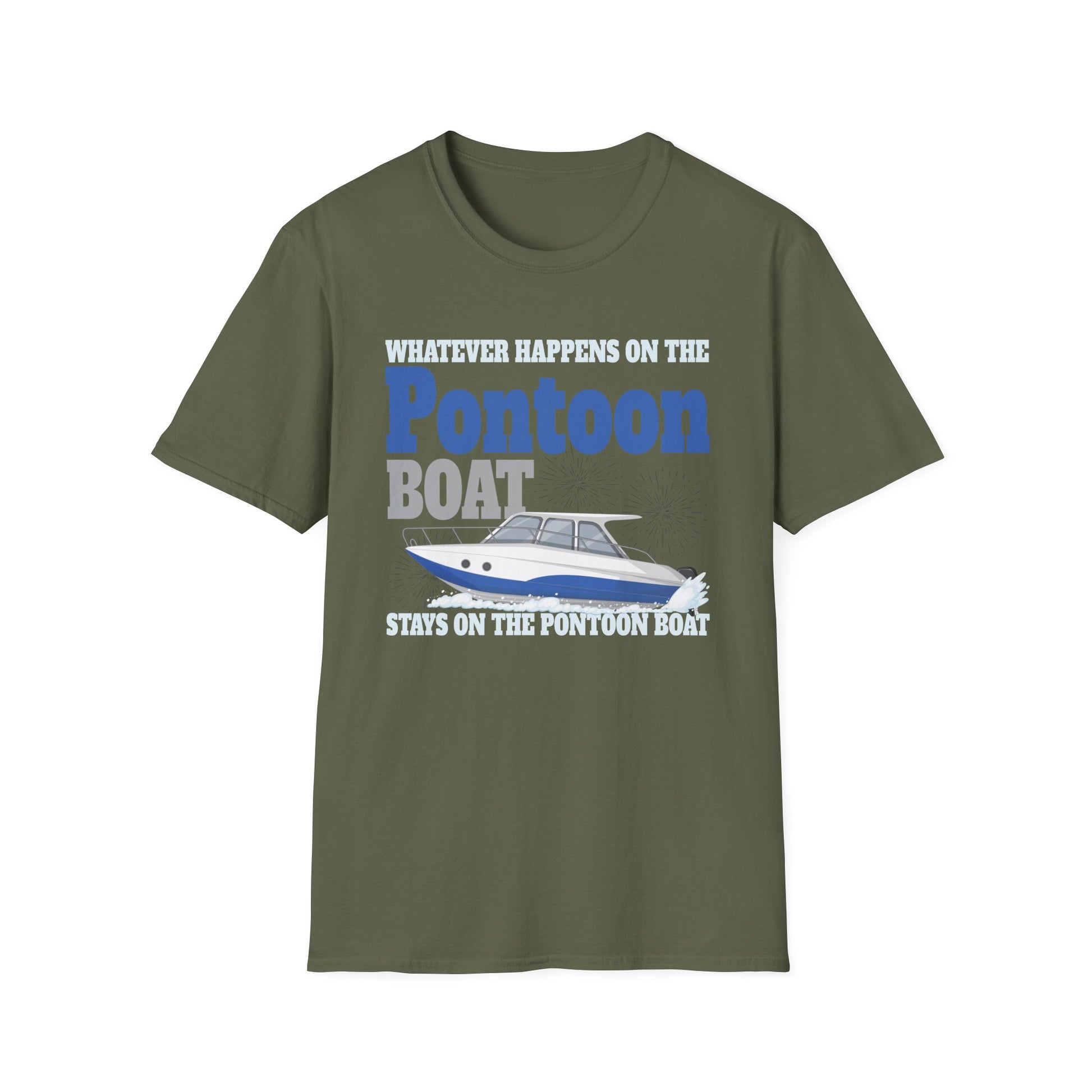 Pontoon Boat T-Shirt — "Whatever Happens on the Pontoon Boat" Graphic Tee for Boaters