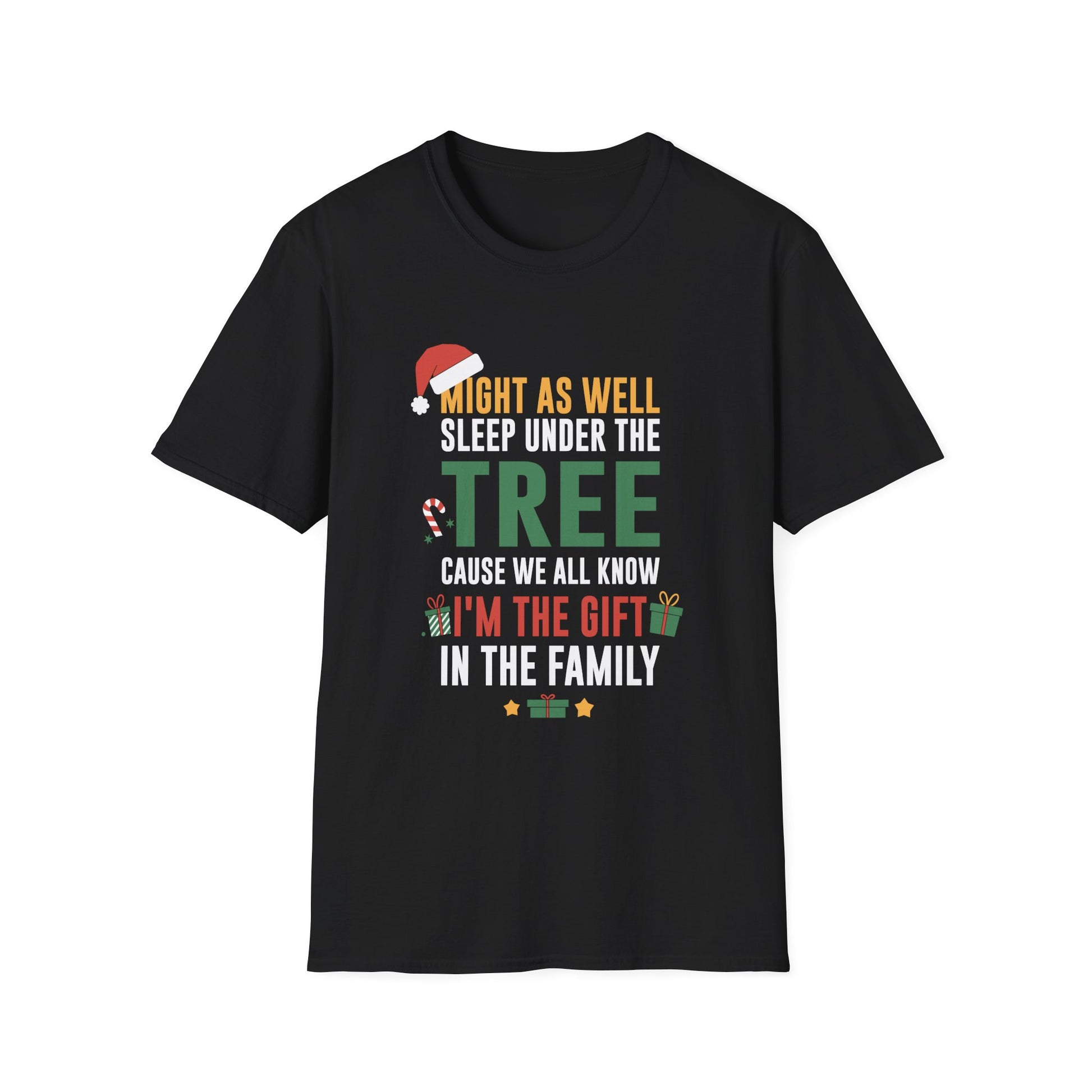 Funny Christmas Decor Firefighter Truck Christmas Tree  Unisex Softstyle T-Shirt